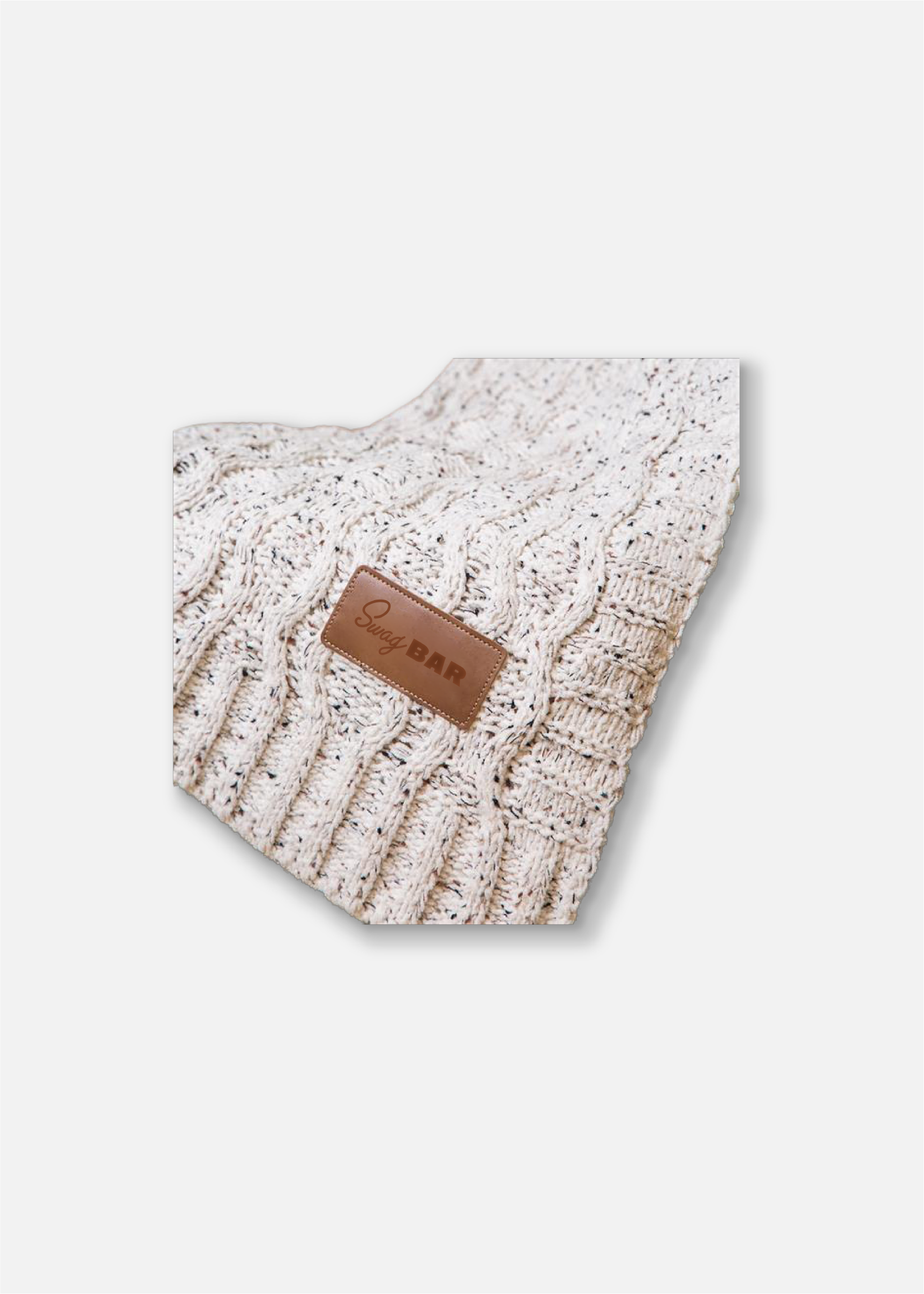 Vanilla Heather Cable Knit Chenille Blanket-Blank
